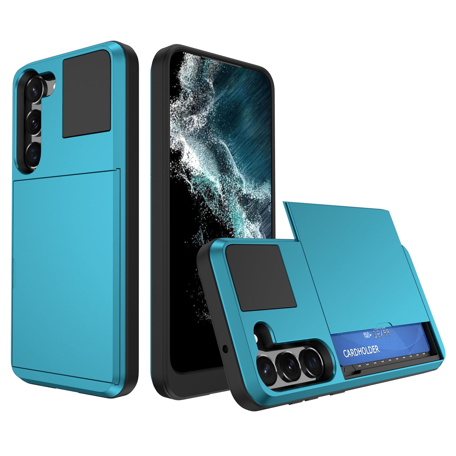 Sliding Card Slot Phone Cover for Samsung Galaxy S23 PC TPU Anti-scratch Hybrid Case Sliding Card Slot Phone Cover for Samsung Galaxy S23 PC TPU Anti-scratch Hybrid Case